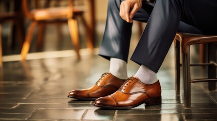 Leather shoes with fashion trousers, formal office wear