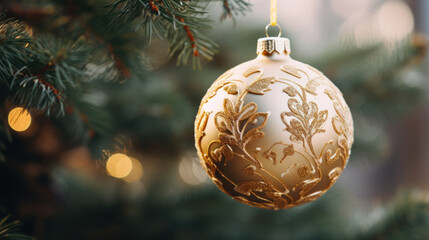 Close up of a Christmas ornaments on a Christmas tree