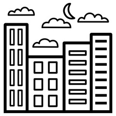 Cityscape Line Icon Illustration 