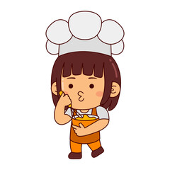 cute baker girl cartoon character vector illustration