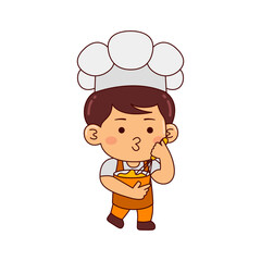 cute baker boy cartoon character vector illustration