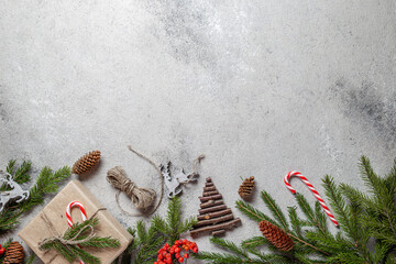 Zero waste Christmas concept. Natural Chirsmas decoration and Hand crafted gifts without plastic....
