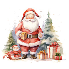 Adorable Watercolor Christmas theme Illustration