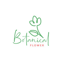 flower plant botanical floral florist line style draw simple feminine colored logo design vector icon illustration