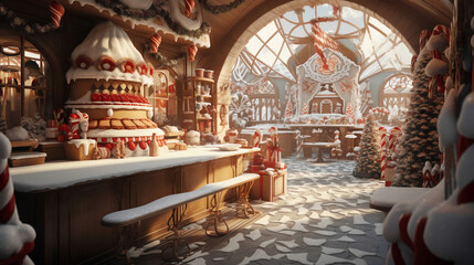 Obraz premium Inside Santas Workshop Made of Gingerbread and Candy