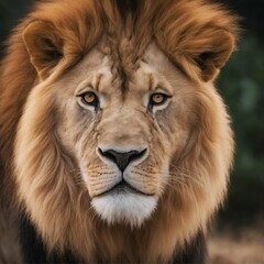 Fototapeta na wymiar AI generated illustration of a majestic lion with blurry background