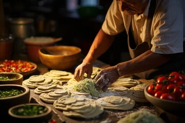 Foto op Canvas Chef hand-rolling homemade tortillas for a truly authentic Mexican meal, Generative AI © Shooting Star Std