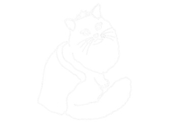 Animal - Adorable Cat, Kitty, Kitten Illustration - White Line Art