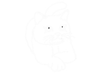Animal - Adorable Cat, Kitty, Kitten Illustration - White Line Art