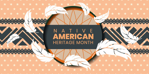 Native American Heritage Month background design. American Indian culture. Celebrate annual in United States.Vector illustration.