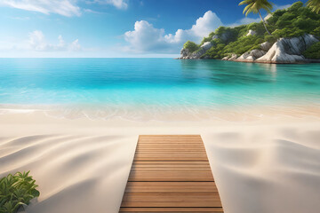 Fototapeta premium A resort beach. Generative AI