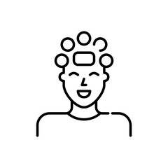 Women wearing retro hair curlers. Pixel perfect, editable stroke icon