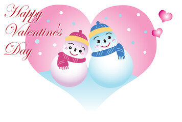 雪だるまのカップルのバレンタインカード
