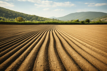 Agricultural cultivated land prepared for planting