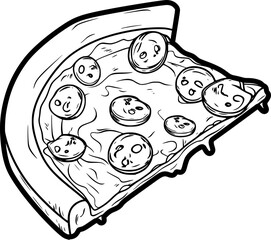 outline illustration of slice pizza 