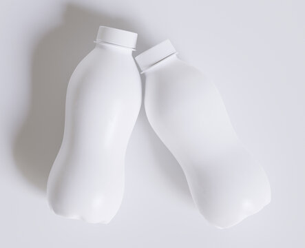 Milk Plastic Bottle White Color and realistic texture rendering 3D