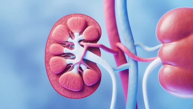 Kidney with biology and health care concept, 3d rendering.