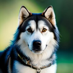 AI generated illustration of a Siberian Husky standing in a field