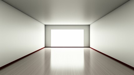 Empty illuminated hallway with a hardwood floor, AI-generated.