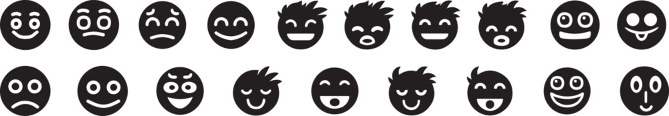 emoji black icons set.