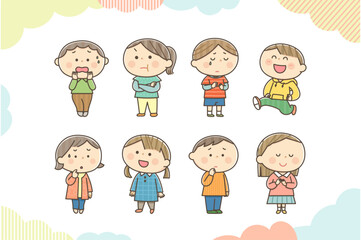 いろんな表情の子供達のセット