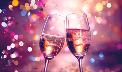 two glasses of champagne celebration