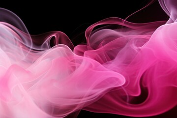 Pink smoke on a black background, light abstract texture, print, banner