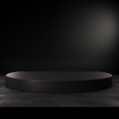Simple empty podium, stage, platform for advertising products in black