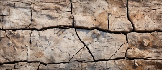 Large cracks mar the surface of aged brown pavers