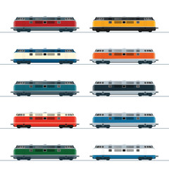 Vintage diesel locomotive in various paint options © K. P. Vinogradov