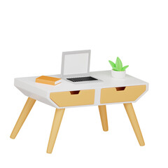 table work space 3D Icon isolated on white background, 3D rendering