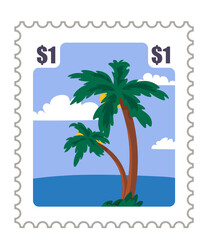 Thailand postcard or postmark with beach and palm