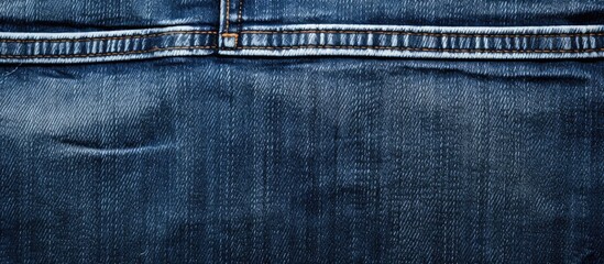 The texture background of the back pocket of blue jeans pants made from denim fabric - obrazy, fototapety, plakaty