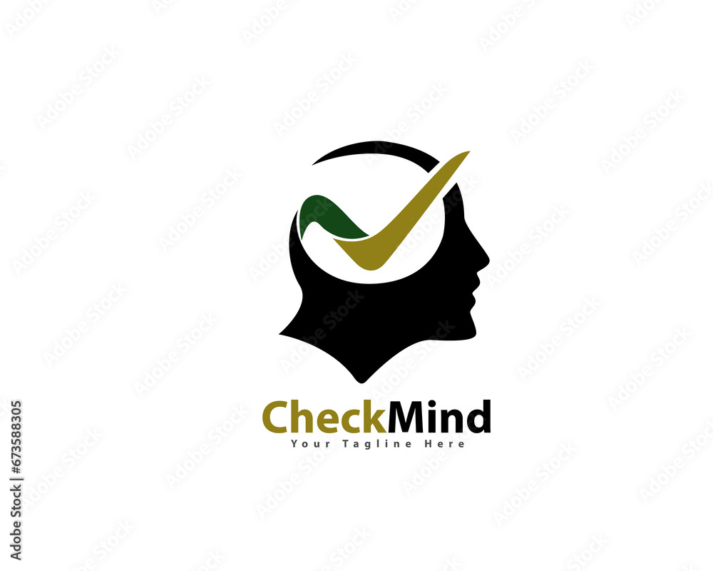 Wall mural good check confirmation head mind logo icon symbol design template illustration inspiration