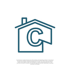 vector home logo. House Symbol with C Letter isolated on white Background