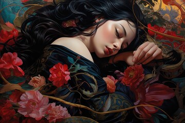 portrait of a woman seen sleeping