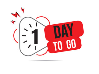 1 days to go, 1 countdown left day logo icon, count time sale, one day left colorful vector illustration