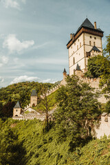 Fototapeta na wymiar Medieval Karlstejn castle walls and towers