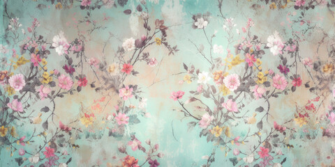  Vintage watercolor background with flowers.