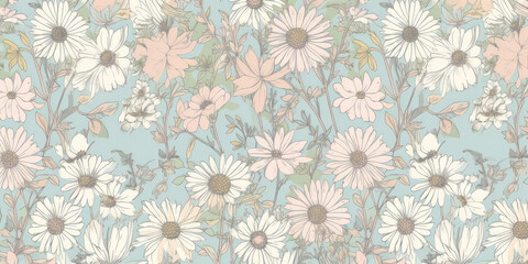  Vintage watercolor background with flowers.