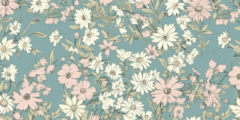  Vintage watercolor background with flowers.