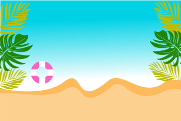 Fototapeta na wymiar Summer time fun concept design. Landscape creative background, sea and beach panorama
