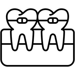 Braces Icon. Tooth Restoration Care Symbol Stock Illustration. Vector Line Icons For UI Web Design And Presentation