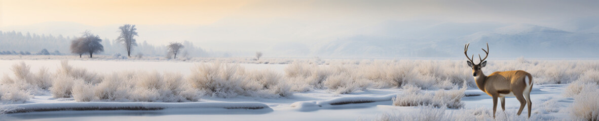 A Banner Photo of an Antelope in a Winter Setting