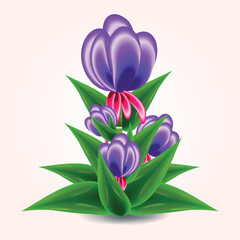 Fototapeta premium illustration of a flower plant with green leaves