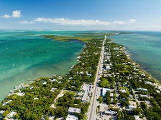 Aerial view of Islamorada in Florida Keys - 673591944