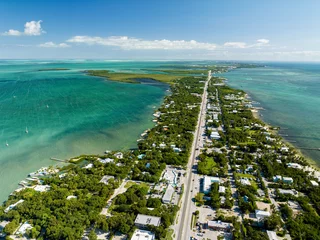 Papier Peint photo Atlantic Ocean Road Aerial view of Islamorada in Florida Keys