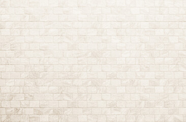 Empty background of wide cream brick wall texture. Beige old brown brick wall concrete or stone textured, wallpaper limestone abstract flooring. Grid uneven interior rock. Home decor design backdrop. - obrazy, fototapety, plakaty