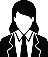 business woman black and white symbol icon