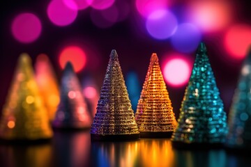 A Christmas backdrop that simulates a Christmas tree with beautiful reflective glass in vivid colors put on bokeh light.